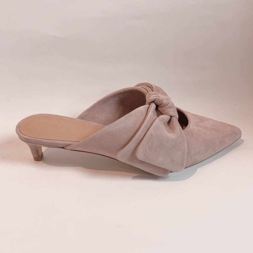 JOIE Caleah Peach Pink Suede Mules Kitten Heel Pointed Toe Sandal Leather Pumps - Picture 9 of 15